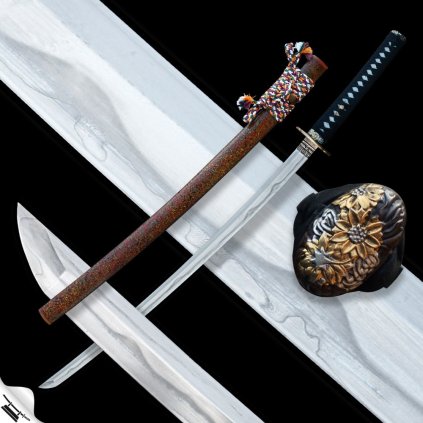 Špičková funkční replika samurajského meče katana Kaneru 2,30 Shaku, T-10 folded Steel, Real Notare Hamon, Diamond Shaped Yokote