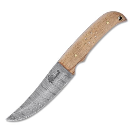 Myslivecký damaškový nůž Dellinger Skinner Damask Birch Wood pro outdoor a bushcraft