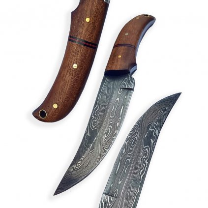knife Dellinger Damask Skinner Mahogany