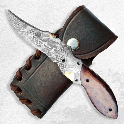 Lovecký zavírací nůž Dellinger Damascus Schnabel PMX111