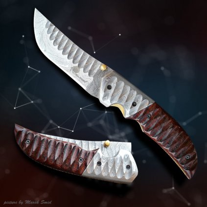 Hunting folding Damascus knife Dellinger Renoster