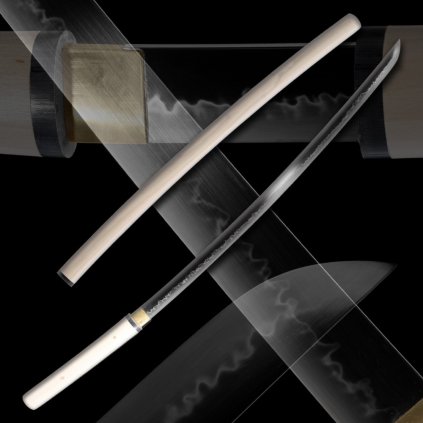 Shirasaya Hirazuki Japanisches Wakizashi – T-10 Stahl, echter Choji Hamon