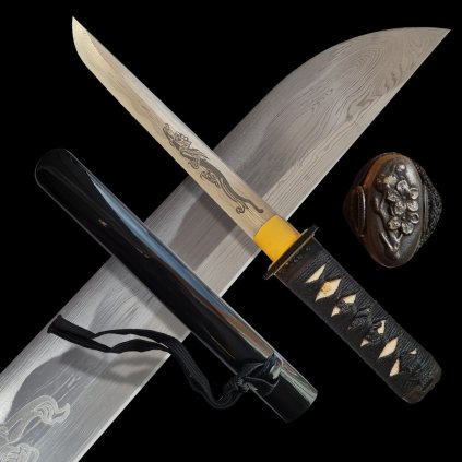 Tanto MIJAGI, blade made of folded steel AISI 1045 - polished imitation hamon