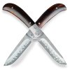 Damaškový zavírací nůž Dellinger Scorpion Ironwood Flipper s rukojetí z pouštního dřeva a keramickými ložisky. c