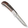 Damaškový zavírací nůž Dellinger Scorpion Ironwood Flipper s rukojetí z pouštního dřeva a keramickými ložisky. e