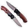 Elegantní lovecký zavírací damaškový nůž Dellinger Hunter Snake Wood, dárková bambusová krabička