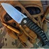 zavírací nůž ARES - linerlock, axiální ložiska černý - stonewash N690 DKZ001BLACK