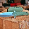 Záchranářský zavírací nůž Dellinger SAS Forten Vincit GREEN s čepelí Stonewash a zelenou rukojetí G10. p
