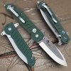 Záchranářský zavírací nůž Dellinger SAS Forten Vincit GREEN s čepelí Stonewash a zelenou rukojetí G10. b