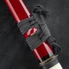Sběratelská replika japonského nože tanto Kiri s vínovou pochvou a rukojetí s rejnočí kůží. c