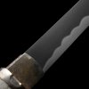 Ručné kovaná replika Aikuchi tantō Kurogane no Yume z oceli Tamahagane, Real Notare-Midare Hamon e