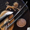 Funkční replika meče katana Raion z překládané oceli s reálným hamonem a černou pochvou s rozstřikem
