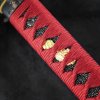 Dekorativní replika samurajského meče katana Tekehiko 2,26 Shaku, uhlíková ocel AISI 1045, leštěná imitace hamonu, Diamond Shaped Yokote, Bo-Hi g