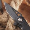 Dellinger Ebony Black Damascus Folding Hunting Knife