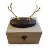 stylish wooden knife stand - brown with golden antlers