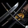 Replică de katana Koeda – oțel T-10, mătase maro, Choji Hamon