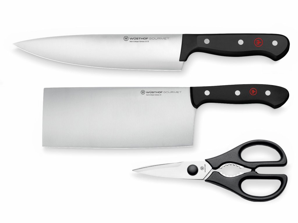 GOURMET Sada 2 nožů + Kuchyňské nůžky