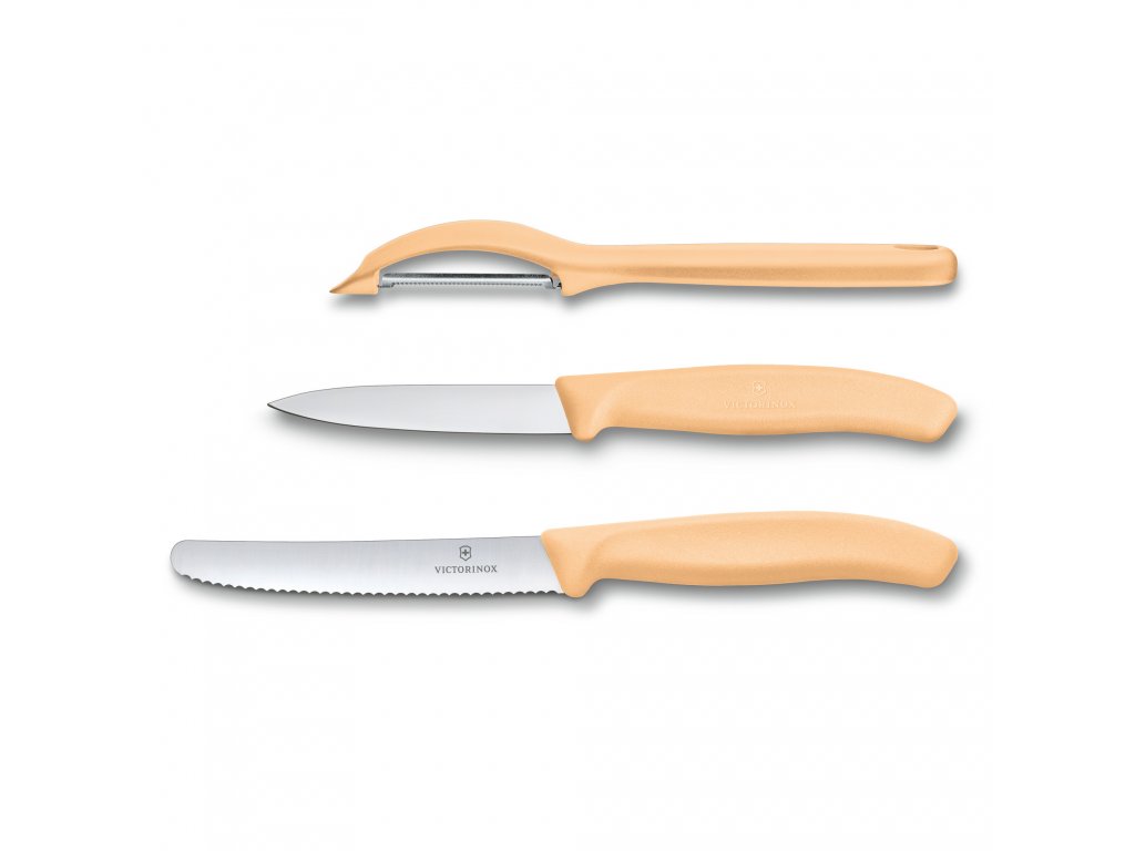 Sada dvou nožů a škrabky Swiss Classic oranžová
