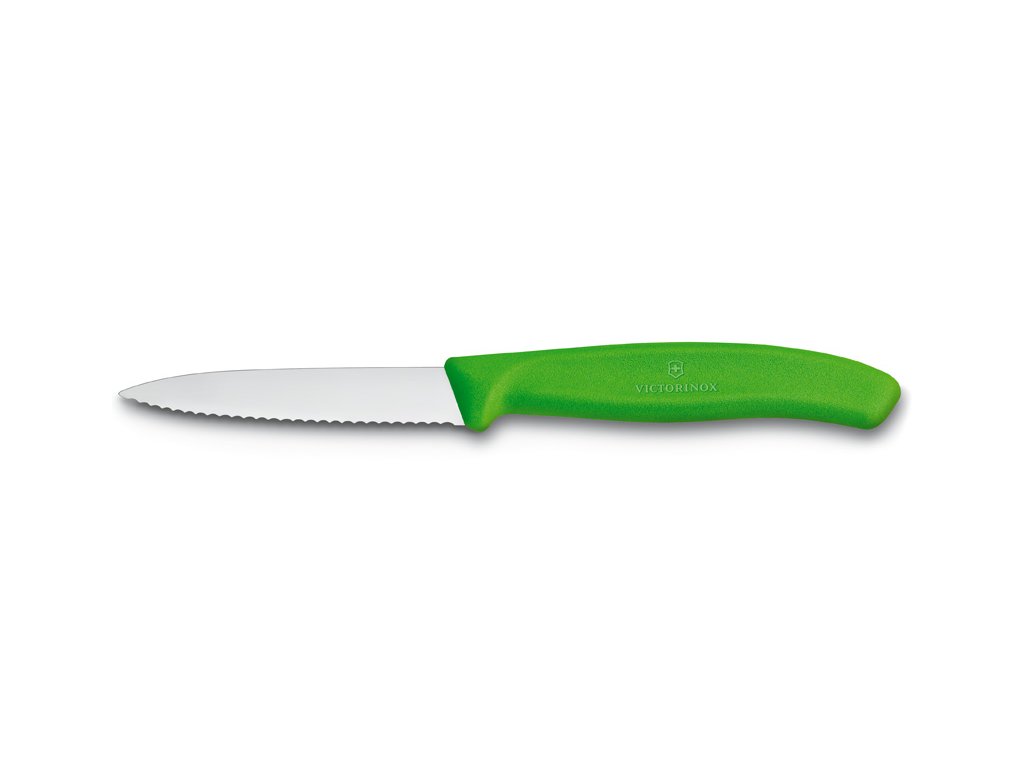 Nůž na zeleninu s vlnkovaným osťřím 8 cm zelený