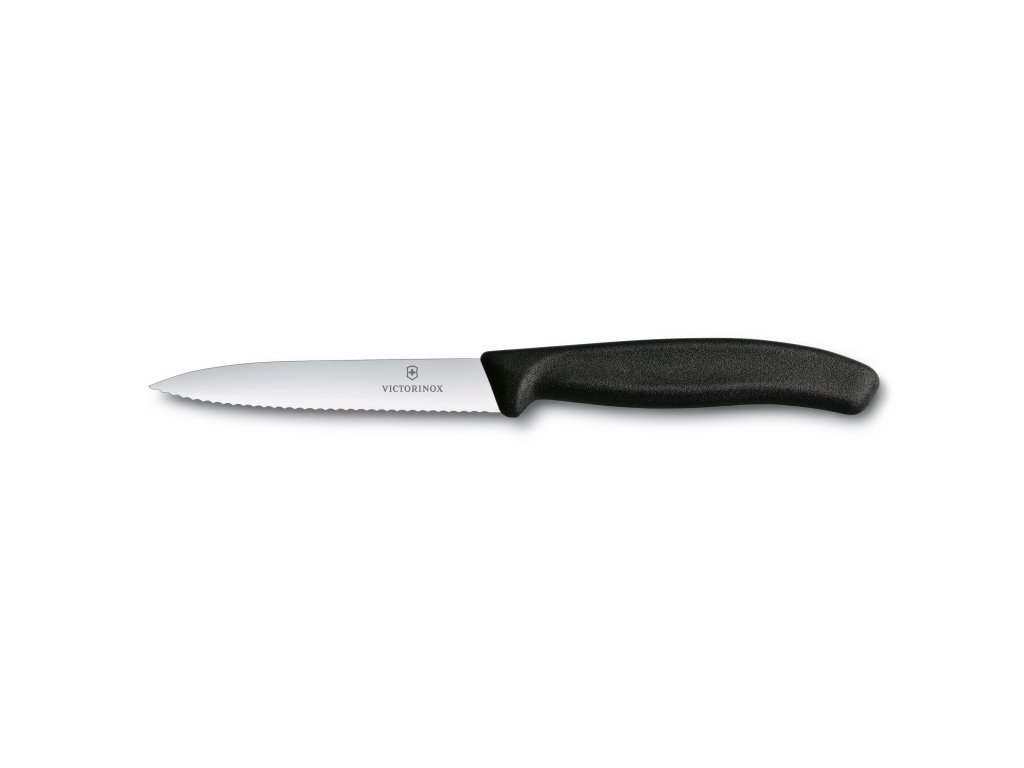 Nůž na zeleninu s vlnkovaným ostřím 10 cm černý