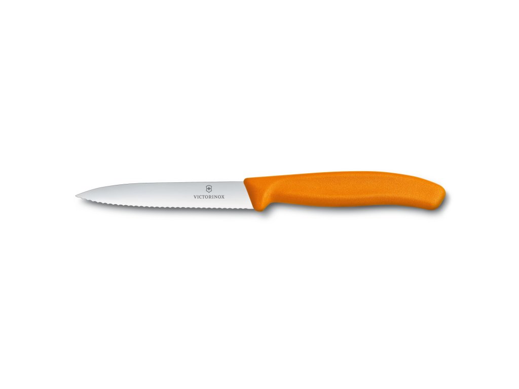 Nůž na zeleninu s vlnkovaným ostřím 10 cm oranžový