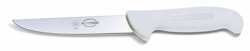 Vykosťovací nůž se širokou čepelí, bílý v délce 15 cm