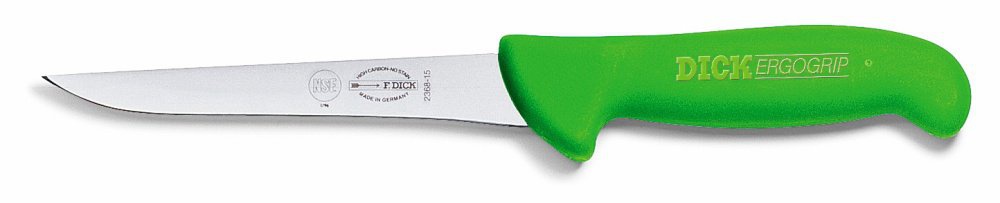 Vykosťovací nůž s úzkou čepelí, zelený v délce 13 cm