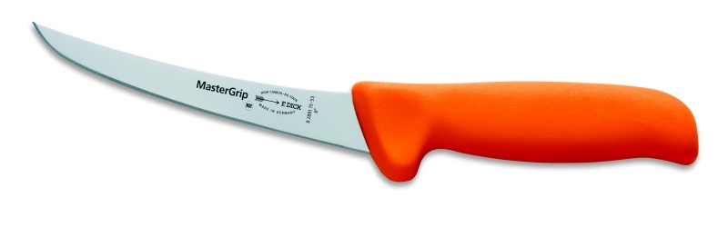 Speciální vykosťovací nůž se zahnutou čepelí, neohebný v délce 15 cm, oranžový