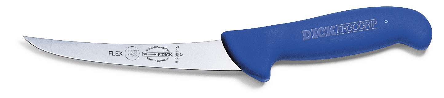 Vykosťovací nůž se zahnutou čepelí, ohebný v délce 15 cm
