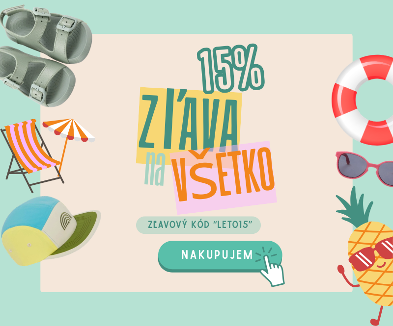 Zľava 15% na celý sortiment! Použi kód "LETO15"