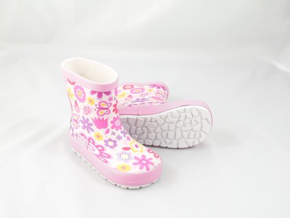 Detské Barefoot Gumáky Koel Flowers - Fuchsia