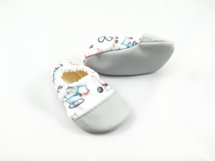 Detské Barefoot Capačky Tiny Toes Autá - Modrá