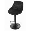 Zamatová barová stolička Oklahoma čierna s čiernym podstavcom