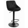 Zamatová barová stolička Oklahoma čierna s čiernym podstavcom