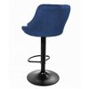Zamatová barová stolička Oklahoma modrá s čiernym podstavcom
