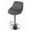 Zamatová barová stolička Oklahoma sivá s chrómovým podstavcom