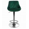 Zamatová barová stolička Oklahoma zelená s chrómovým podstavcom