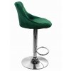 Zamatová barová stolička Oklahoma zelená s chrómovým podstavcom