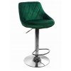 Zamatová barová stolička Oklahoma zelená s chrómovým podstavcom