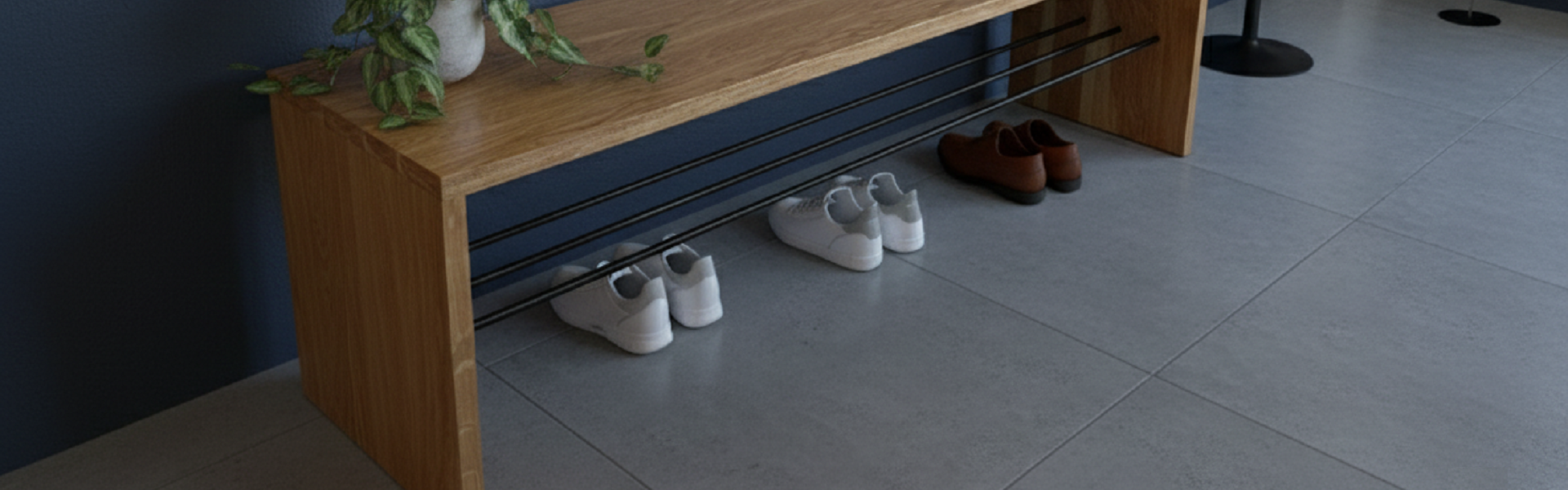 Lavice/botník Paul - dub/kov černá