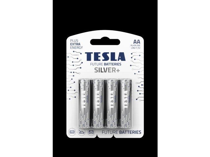 TESLA SILVER+ AA blister 4 open transparent