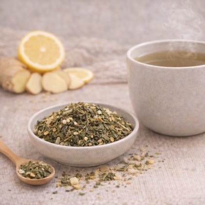 Sypaný zelený čaj citron + zázvor (bio)