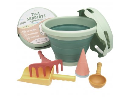 COMPACTOYS Skládací sada na písek 7v1 zelená BIOPLAST