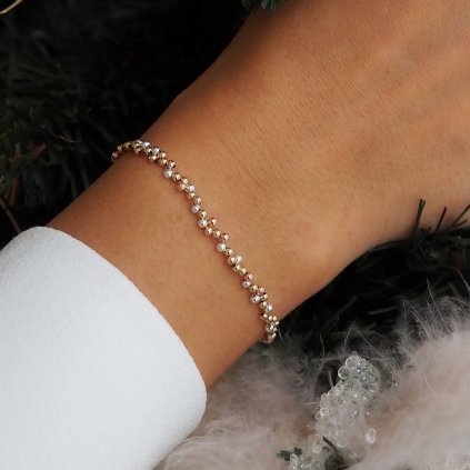 Minimalistický bubblinkový náramek minimal s klasickým zapínáním a mixem barev růžová, zlatá a stříbrná od Nufs Design