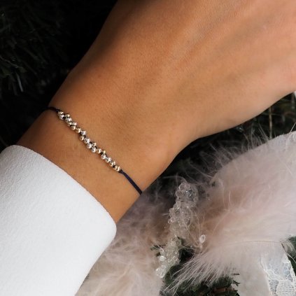 Minimalistický Bubble Elegant náramek na šňůrce stříbrno zlatý Nufs Design