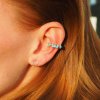 Ear Cuff s barevnými zirkony pozlacený Nufs Design - tyrkysový