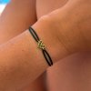 Náramek Endless Love gold filled se smaragdovými zirkony na zelené saténové šňůrce Nufs Design
