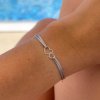 Náramek Double Heart ze sterlingového stříbra na saténové šňůrce Nufs Design