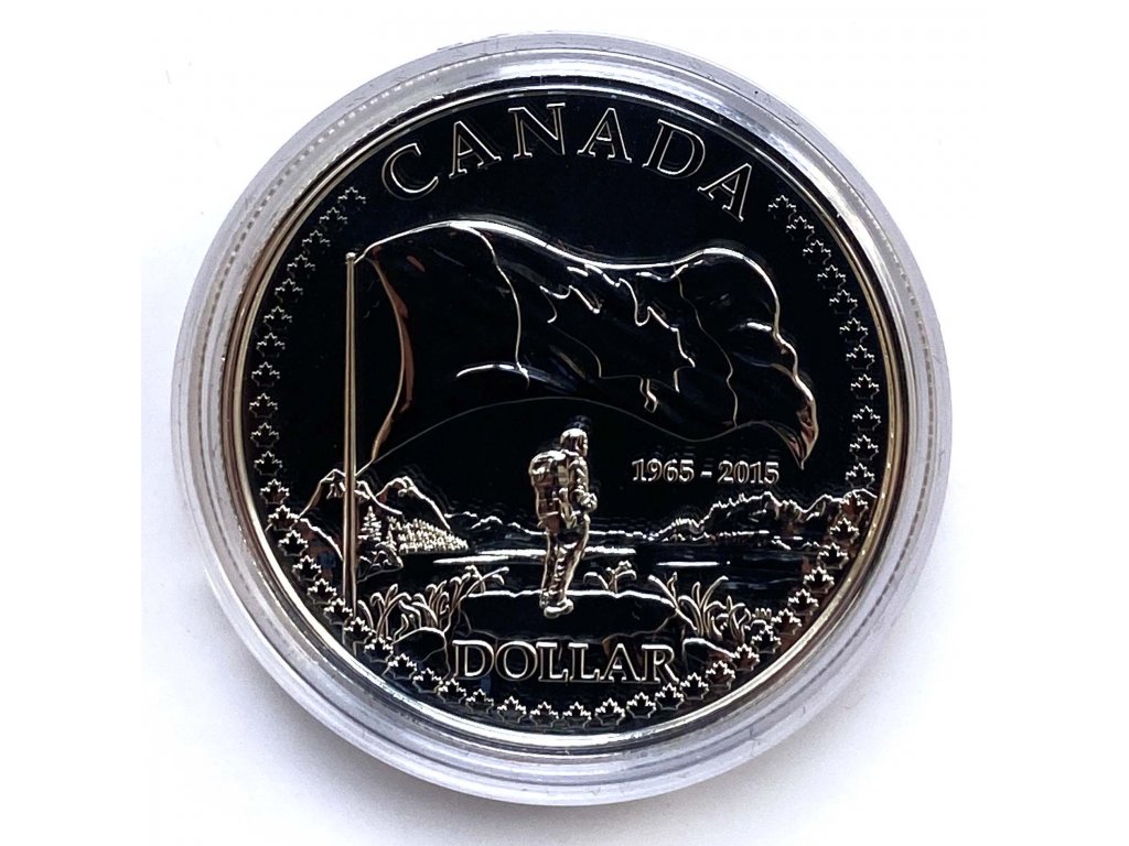 Stříbrný 1 Dollar – 50th Anniversary, Canadian Flag 2015 Kanada BU