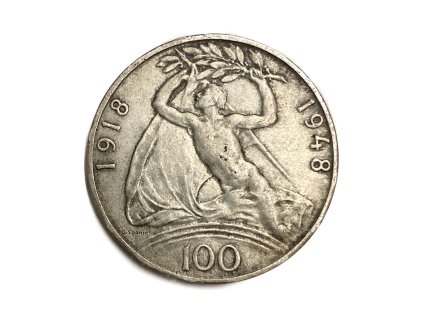 Stříbrná 100 Koruna – 30. výročí vzniku Československé republiky, 1948 ČSR